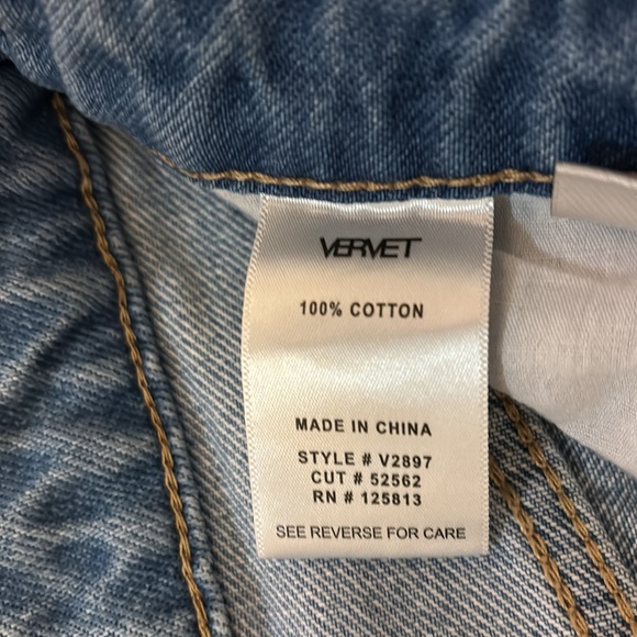 Vervet denim shorts waist 14 inches and inseam 4 inches. Never worn. - Picture 3 of 5